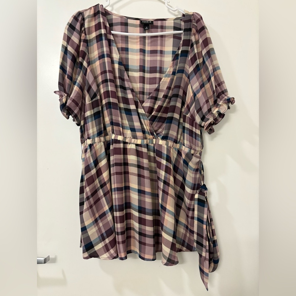Torrid Checkered Top in Purple and Pink